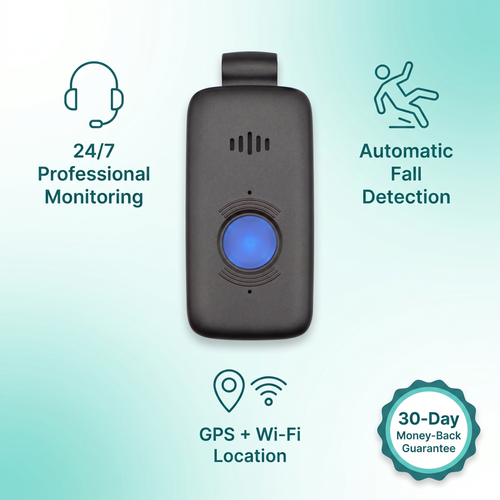 Care Alert medical alert pendant — 24/7 monitoring, automatic fall detection, GPS and Wi-Fi location